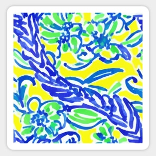 Blue, yellow and green floral watercolor pattern Sticker